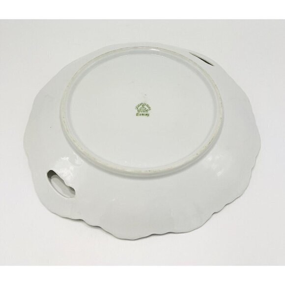 Vintage Leuchtenburg Germany PINK ROSES Cake Plate 9.25” Chic Cottagecore Handle - Picture 5 of 8